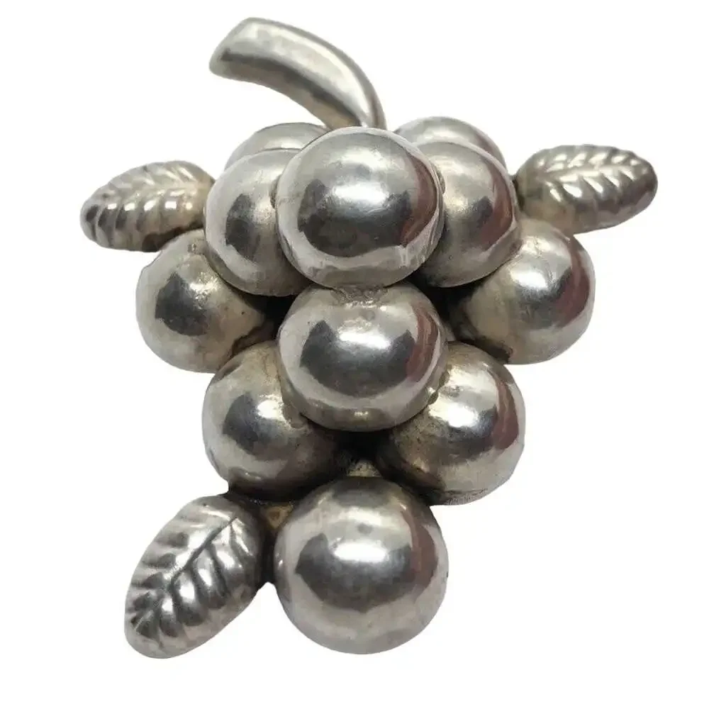 Vintage Sterling Silver Brooch Pin 925 Mexico Grape Cluster Huge 20 grams